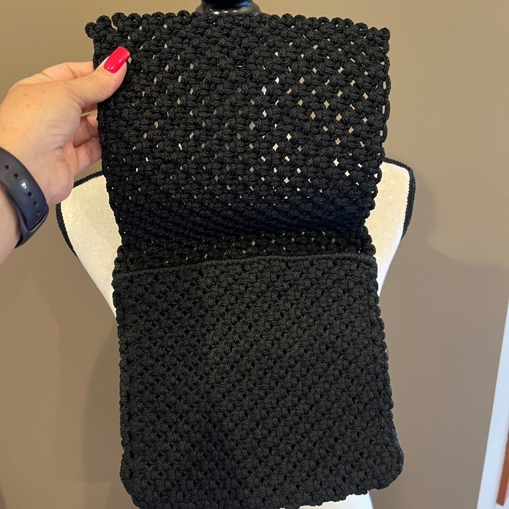 Woman's Small Black Crochet Handbag - Picture 3 of 10